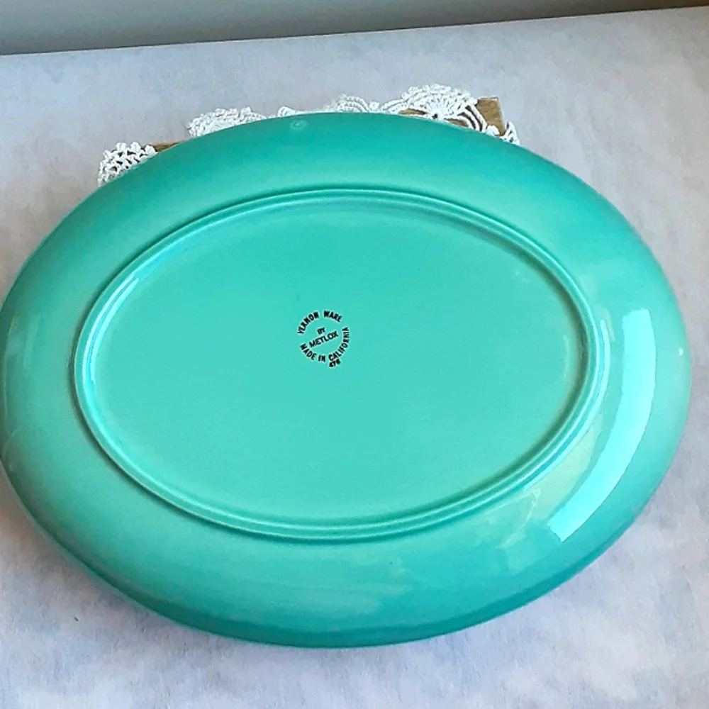 VINTAGE METLOX VERNON WARE TULIP TIME OVAL PLATTER